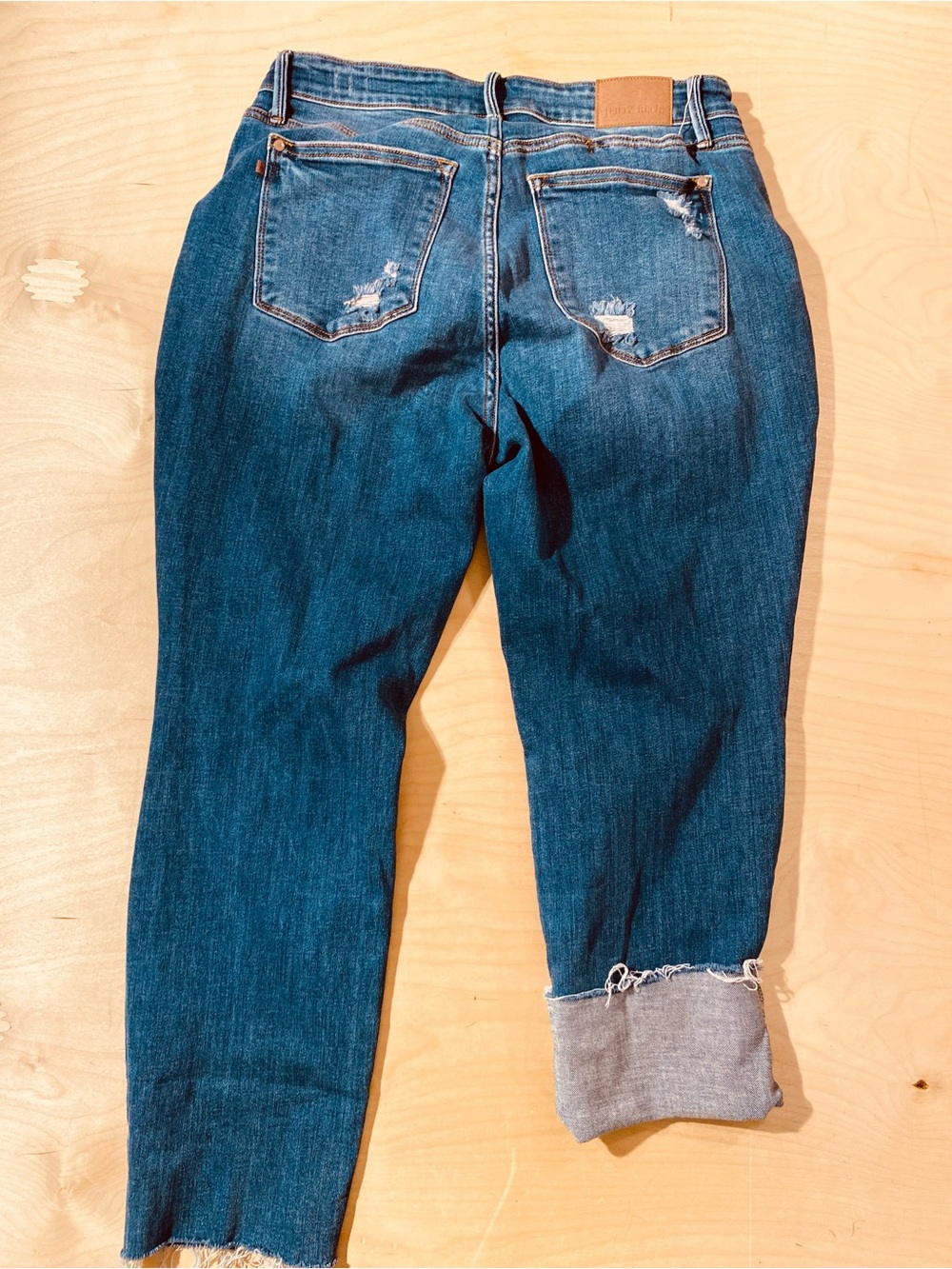 Judy Blue Distressed Dark Blue Boyfriend Jeans 14W (SY) - Picture 10 of 11